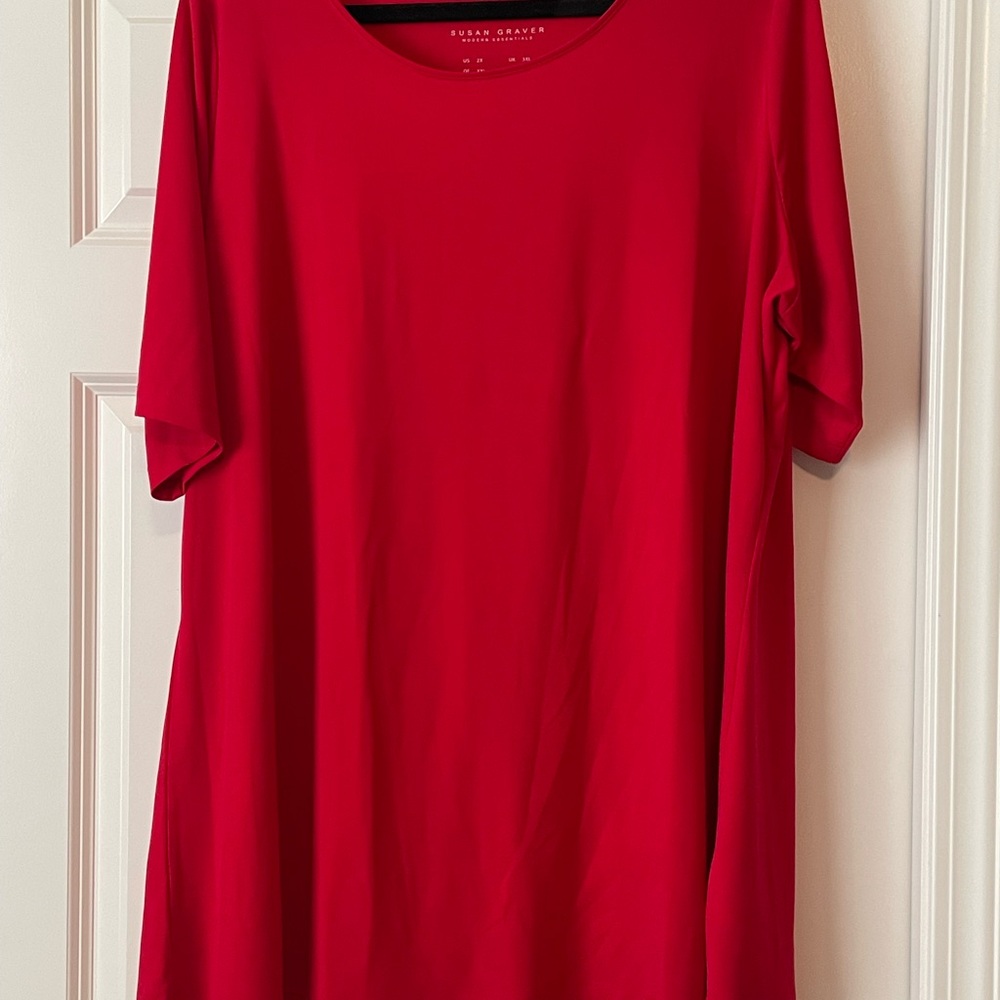 Susan Graver Bold Red Short Sleeve Tee